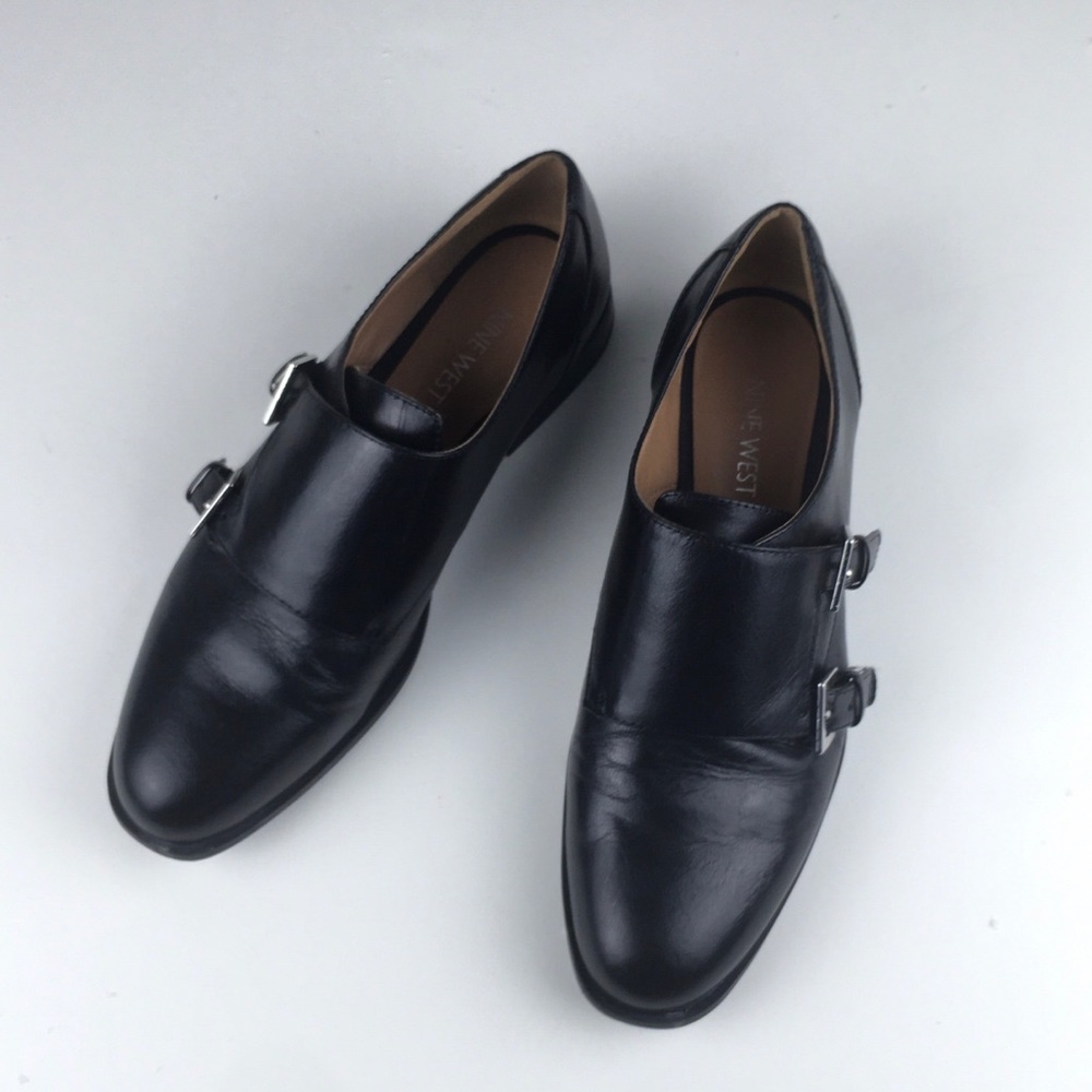 Nine West Monk Strap Toastie Black Leather